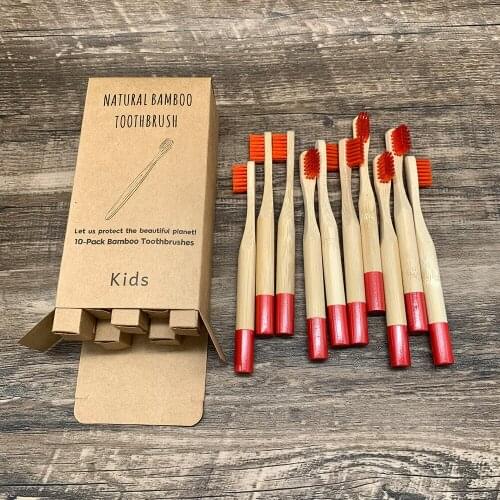 10PCS Toothbrush Childrens Natural Bamboo Toothbrushes Soft Bristle Charcoal Teeth Brush Eco Friendly Vegan Products Oral Hygie