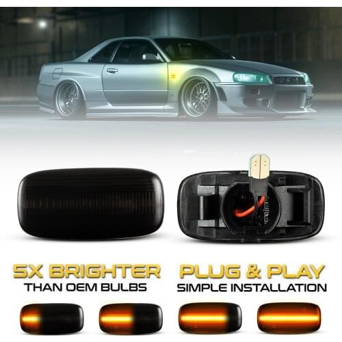 2Pcs LED Side Marker Lights Arrow Turn Signal Blinker Lamps For Nissan Skyline Sunny Serena Primera P11 P12 Stagea Sylphy Slivia