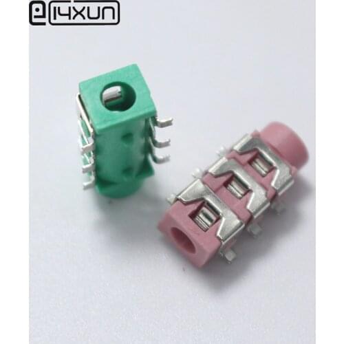 20pcs PJ-313D 3.5mm 6Pin Audio Plug jack 3.5 SMD Headset / Headphone Stereo Connector Pink Green