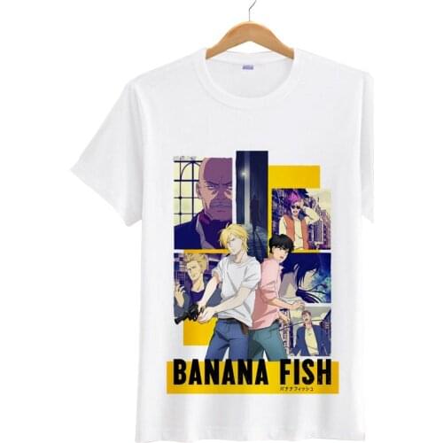 Anime Banana Fish Women Men Cartoon T Shirts Short Sleeves Mens Tops Casual T Shirts Short Tees