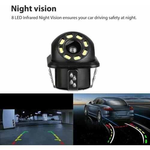 Car Rear View Camera 8 LED Round Back Up Camera Night Image Monitor Reversing Waterproof Reversing 170 Degree Par E1Q2