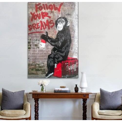 Banksy Monkey Hd Print Home Decor Street Graffiti Pictures Wall Artwork Banksy Modular Poster Painting Canvas Living Room Framed