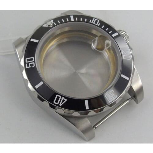 40mm Black Ceramic Bezel Watch Case Sapphire Glass Fit For ETA2836 Miyota 8215 821A 8205 Movement