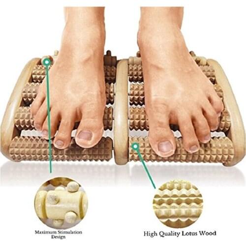 Stress Relief Wooden Dual Foot Roller Massager Relieve Plantar Fasciitis Acupressure/Reflexology Foot Massager Blood Circulation