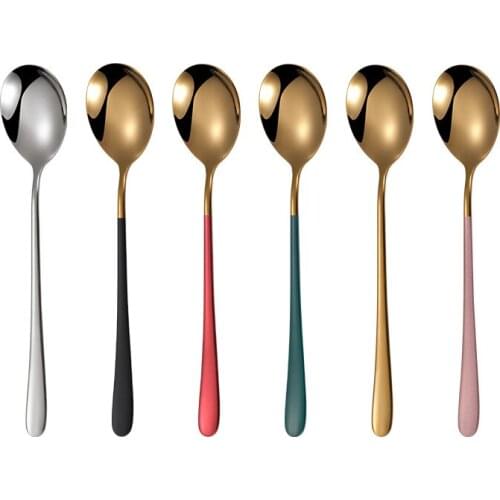Cutlery Dessert Spoon 304 Stainless Steel Handle SpoonS Creative Stir Coffee Spoon Gold spoon Dinner Spoon Hotel Tableware