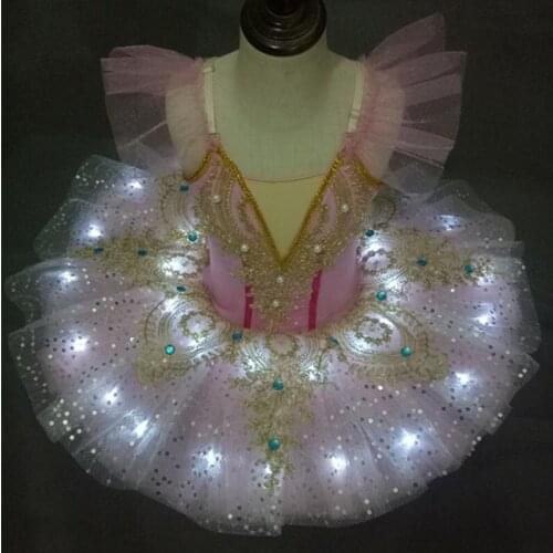 LED Tutu Ballerina Lighted Children Swan Lake Ballet Dress Fluffy Fluorescent Birthday Leotard Tutu Party Dance Costume