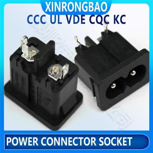 Power socket C8 male 2 jack power outlet embedded electric connector Figure 8 connector 2.5A/5A 250v UL/VDE/CQC/KC/CCC 22mm*15mm