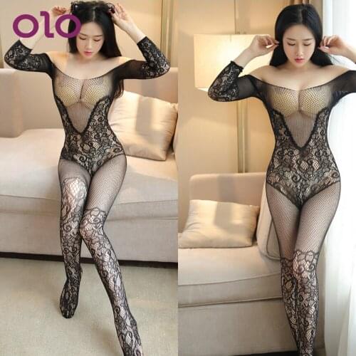 OLO Sexy Embroidered Pantyhose Erotic Underwear Open Crotch Tight Temptation Hosiery Hollow Costumes Transparent Sex Lingerie