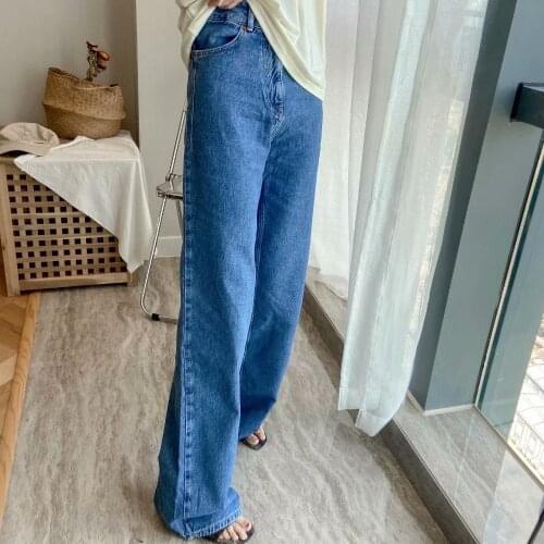 Cotton Wide-Leg Jeans Trousers Autumn Spring High Waist Long Pants 2021 Fashion Spring Women Denim Pants Casual Bottoms