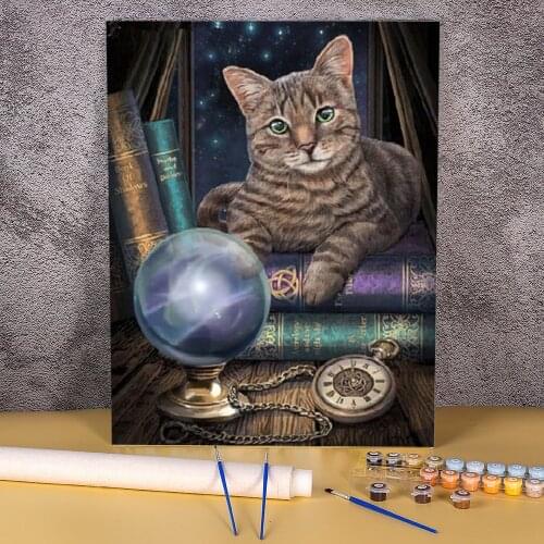 Cat Animals Painting By Numbers Set Oil Paints 50*70 Oil Painting Wall Decoration Crafts For Adults Wholesale Wall Handiwork