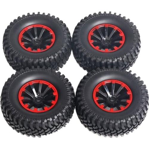 4-Pack Rubber Tires & Plastic Wheels for 1/10 RC Crawler, 1.9 inch Wheel & Tires Set for Axial SCX10, D90, CC01