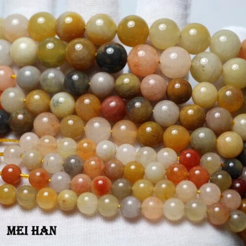 Meihan free shipping natural colorful jade 6mm 8mm 10mm smooth round stones beads for jewelry making diy design & gift