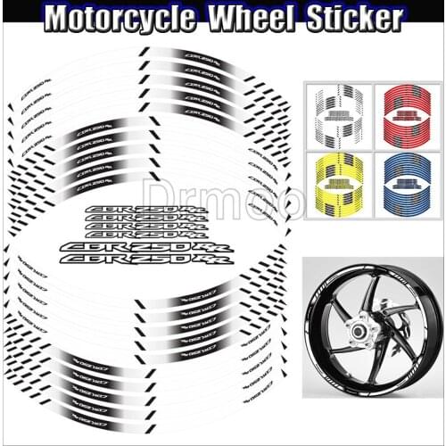 Motorcycle Wheel 16 PCS Stickers Motocross Reflective Waterporof Decals Rim Tape Strip For Honda CBR250RR CBR 250RR