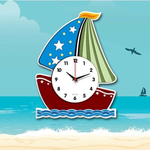 Cartoon wall clock creative childrens room personality fashion art clocks and clocks cute toddler bedroom simple silent clock