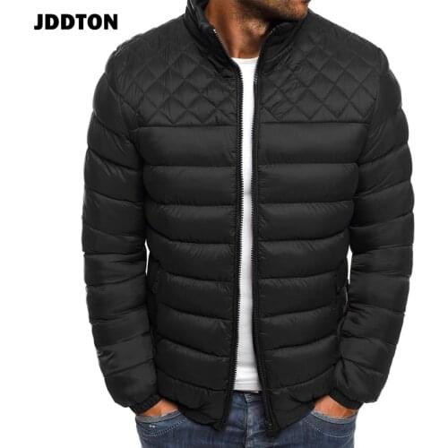 JDDTON Autumn Mens Stand Collar Solid Simple Cotton Shoulder Chest Rhombic Jackets Loose Outwear Vintage Man Hip Hop Coat JE361