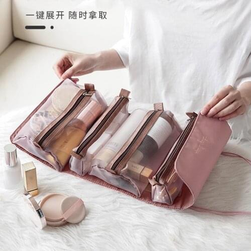 Detachable cosmetic bag, portable large-capacity four-in-one portable folding travel cosmetic storage make up bag makeup pouch