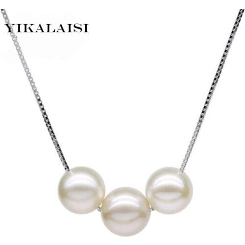 YIKALAISI 2017 Pearl Necklace Pearl Jewelry Natural Freshwater Pearl Choker Necklace Pendants 925 Sterling Silver Jewelry Gift