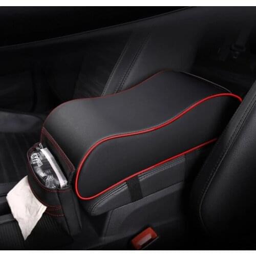 PU Leather Car Armrest Box Pad Cushion Auto Center Console Arm Rest Seat Box Heightening Soft Pad Hand Support with Storage Bags