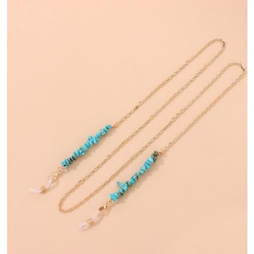 Turquoise Beads Gold Plated Link Chain Eyeglasses Chains Reading Glasses Sunglasses Strap Cord Holder Face Mask Neck Head Band
