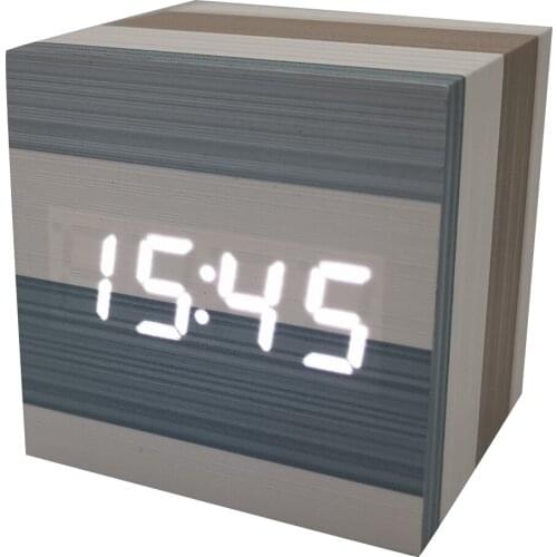 Simple Noiseless LED Digital Alarm Clock Night Light Thermometer Display