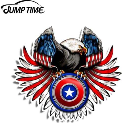 Jump Time 13cm x11.4cm American Eagle Soaring USA Flag Patriotic Sticker Car Truck Laptop Cup Graphic Waterproof DIY Accessories