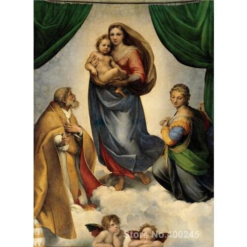 Christmas Gift art on Canvas The Sistine Madonna by Raphael sanzio Painting High Quality Handmade