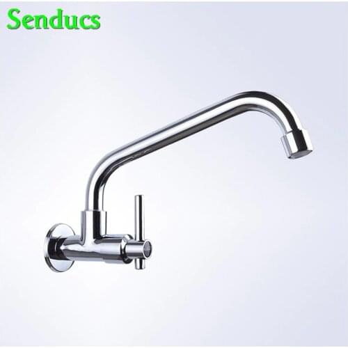 Senducs Inwall Cold Kitchen Faucet Quality Brass Kitchen Sink Faucet with Single Lever Single Cold Kitchen Sink Mixer Tap