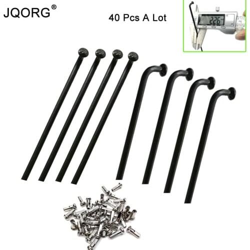 JQORG 13G Spokes Diameter 2.3 mm Black Color J-BEND Electric Bike Wheel Spokes 304 Stainless Steel Material E-bike Spoke And Cap