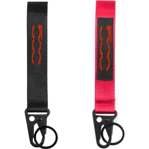 Universal Car Keychain Lanyard Hanging Strap Key Rope with Clip Buckle Webbing Strap for fiat 500 punto abarth car accessories