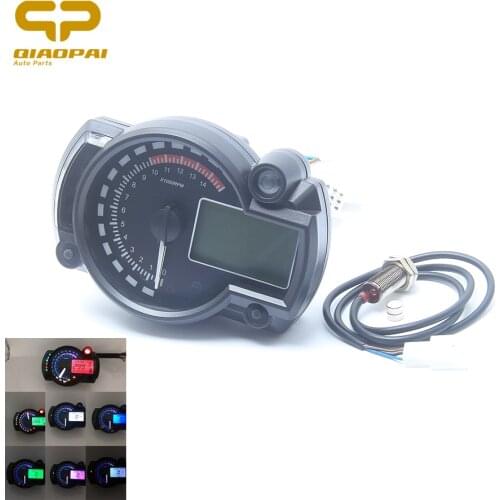 Universal Digital Motorcycle Speedometer Odometer Adjustable Tachometer DC 12V Speed 7 Color LCD Screen Backlight MAX 299 KM/H