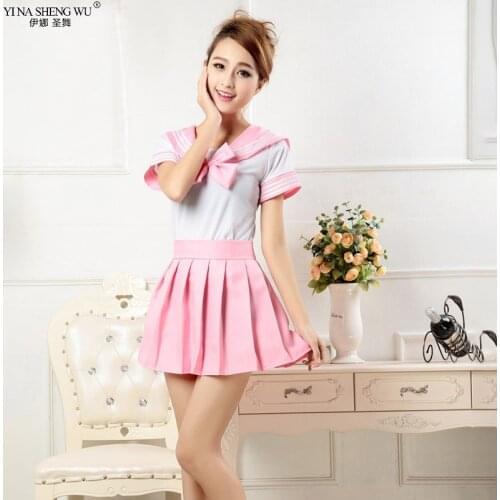 7 colors Japanese school uniforms anime COS sailor suit tops+tie+skirt JK Navy style Students clothes for Girl short sleeve