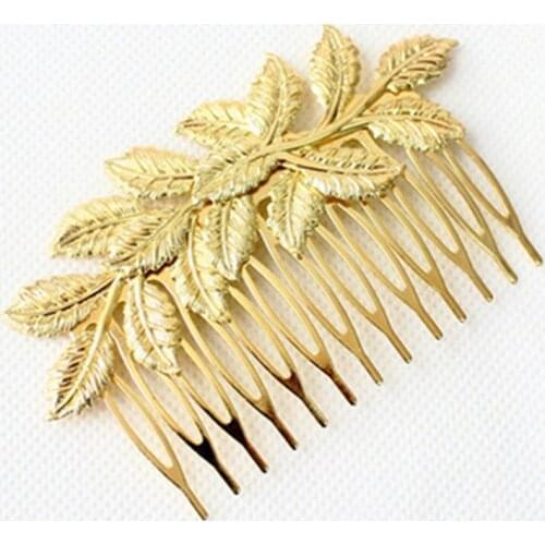 1pc elegant gold color leaf Hair clips pretty fashion comb jewelry Hairpins for women accessories Size( W x L):Approx 9x 5cm