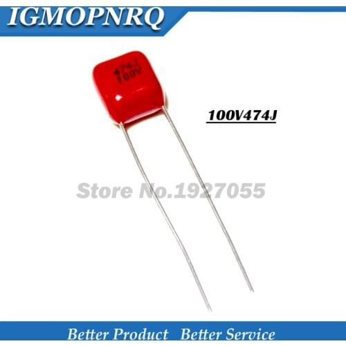 10PCS /lot 100V474J 0.47UF 5% Pitch 5mm 470nf 474 100V CBB 100v474 Polypropylene film capacitonew 100V474J-P5