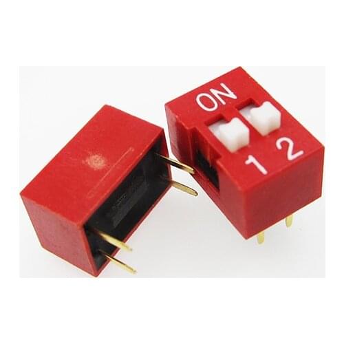 100pcs 2P 2 Position DIP Switch 2.54mm Pitch 2 Row 4 Pin DIP Switch