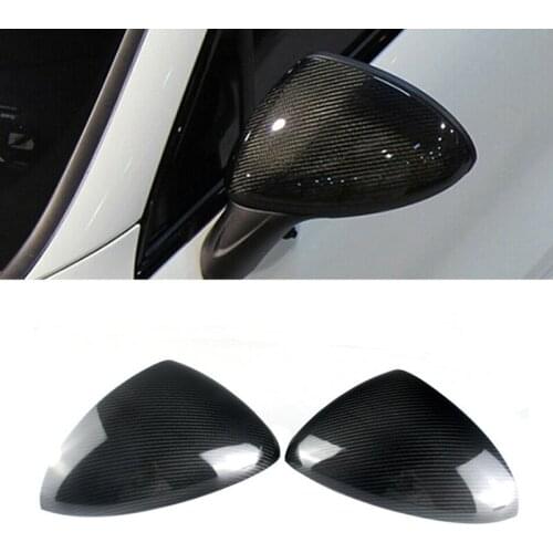 2Pcs Car Carbon Fiber Side Rear View Mirror Cover Trim for-Porsche Cayenne 958 2011-2014