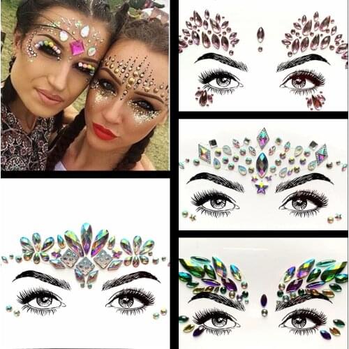3D Gem Eye Sticker Flash Face Glitter Jewelry Body Art Cosmetic For Party Prom Rhinestone Eye Decoration Tribal Style Ornament
