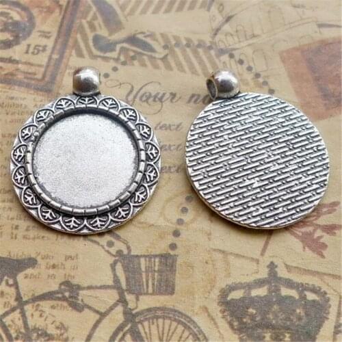 50pcs/lot Antique Silver Round Cabochon Base 18mm Inner Size Cameo Settings for Jewelry Making