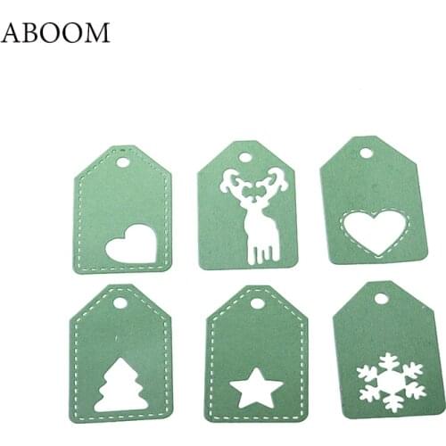 ABOOM 6PCS/Lot Tags Metal Die Cuts Stencils Embossing Folder Decorative Scrapbooking Album Cutting Dies Used For DIY Handmake