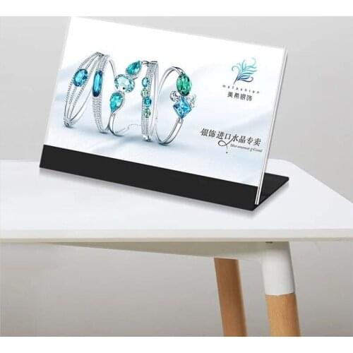 148x93mm Acrylic Sign Holders Slanted Display Stand for Menu Ad L Shape Clear Double Layers for Tabletop Office Restaurant