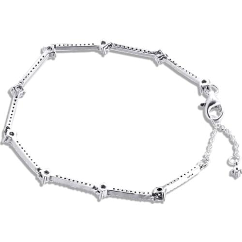 Sparkling Pave Bars Bracelet 925 Sterling Silver Jewelry Fashion Bracelets For Woman DIY 2020 Winter
