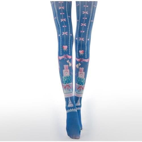 Stockings Open Crotch Fishnet Fashion Pantyhose Print Direct Selling New 2020 Cake Printing Female Bow Tie Woman Velvet One Size