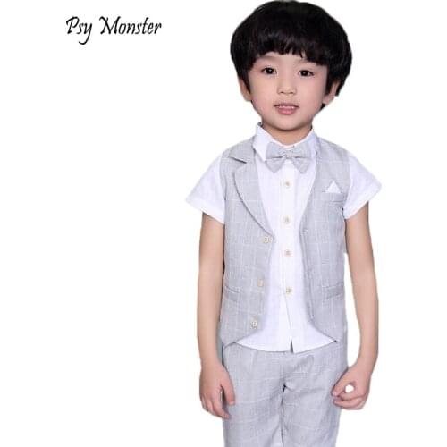 Children Suit Baby Boy Birthday Dress Kids Blazer Boys Formal Suit For Weddings Boys Shorts Clothes Set Vest Pants Shirt F3