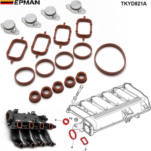 EPMAN 4 x 22mm Diesel Swirl Blanks Flaps Repair Delete Kit With Intake Gasket For BMW E46 E39 E90 E39 TKYD821A