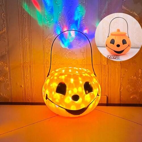Halloween Pumpkin Lantern Portable Light Candy Bucket For Kids Home Halloween Party Decorations Organizer Box