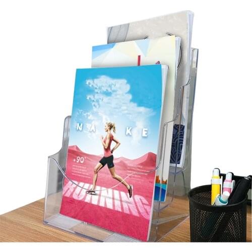 Hangable Information Display Stand 4 Tier A5 File Storage Shelf Newspaper Magazine Rack Home Desk Organizer Office Accessories
