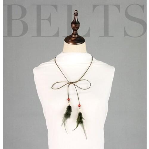 ITSSIBUK 2019 Ladys fashion versatile dress casual belt with suede leather strap with two chicken and fur rope