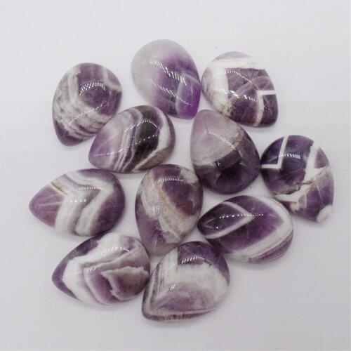 10Pcs 25x18x6mm Natural Purple Amethyst Teardrop Cab Cabochon For DIY Jewelry Making Necklace Accessories Gift