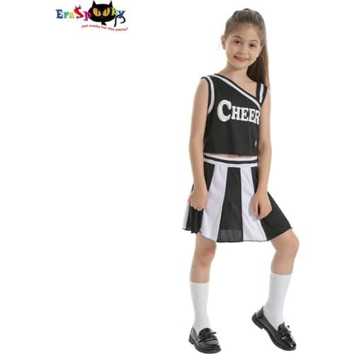 Eraspooky Girls Cheerleader Costume Halloween Costume For Kids Shirt And Skirt Fancy Dress Purim Carnival Cosplay