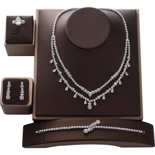 Jewelry Set HADIYANA Trendy Women Wedding Bridal Party Necklace Earrings Ring And Bracelet Set Cubic Zircon CNY0091 Bisuteria