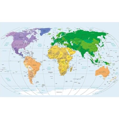 150x100cm Non-woven World Physical Map Hummer Projection For School Education And Culture